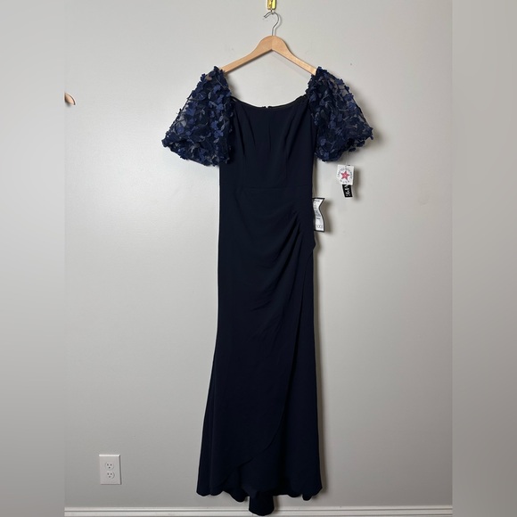 XSCAPE Off-The-Shoulder Balloon-Sleeve Mermaid Gown Navy - Picture 5 of 9